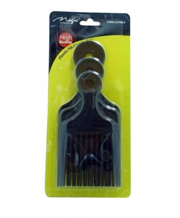 T&G 3Pcs Afro Plastic Pik Comb – Black